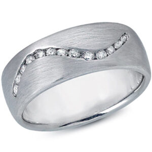 14 k White Gold Men's Round Cut Diamonds Channel Set Wedding Band