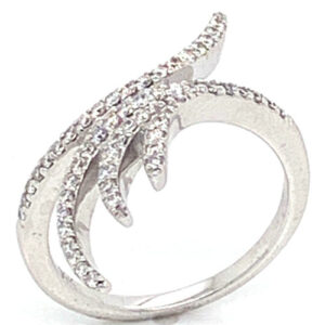 14K White Gold Round Cut Diamond Band