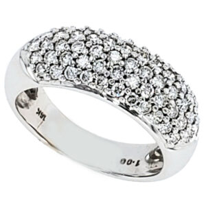 18K white gold pavé set 4 rows round brilliant cut diamond band
