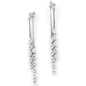 18k White Gold Round Cut Diamonds Dangling Earrings