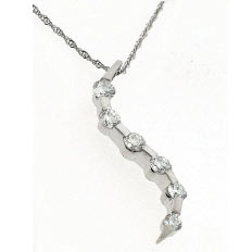 18k White Gold Round Cut Diamonds Bezel Set Dangling Pendant