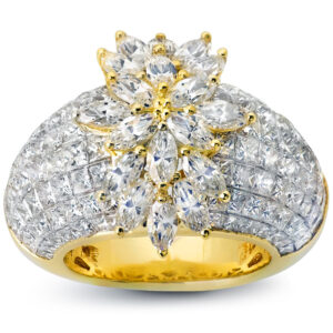18k Yellow Gold Marquise Cut Diamonds and Princess Cut Diamonds Invisible Setting Anniversary Band