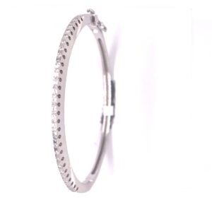 14k white gold round diamonds bazel set Bangle bracelet