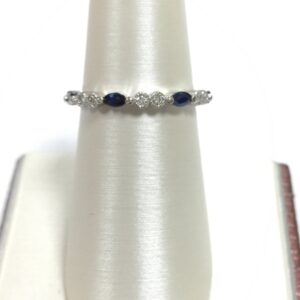 14K white gold Stackable Eternity Band with Marquise Sapphire + round brilliant diamonds