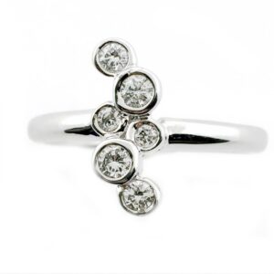 14K white gold Ring 6-Stone Bezel Setting Round brilliant cut diamonds