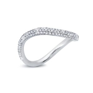 14k delicately hand-crafted wavy-inspired in 14 karat white gold with opulent pave-set bands is composed of round diamonds