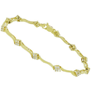14K Yellow Gold Round Cut Diamonds Tennis Bracelet
