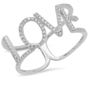 14K White Round Cut Diamonds LOVE Anniversary Band