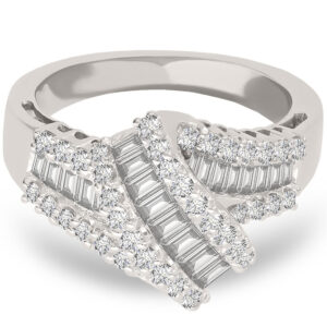 DPRG0014 Swirl Woman's Ring with Baguette and Round Diamonds