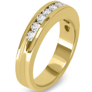 14k Yellow Gold Round Cut Diamonds Channel Set Wedding Band