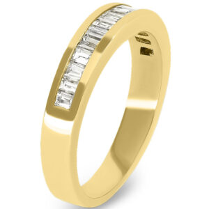 14k Yellow Gold Diamond Baguette Channel Set Wedding Band