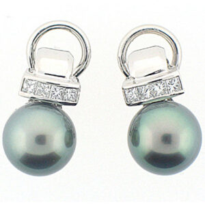 14k Whit gold Tahitian Pearls with Princess Cut Channel Set