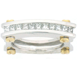 18k Two Tone Princess Cut Diamonds Channel Setting Wedding Band