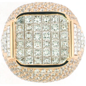 18k Rose Gold Princess Cut Diamond Invisible Set with Round Cut Diamonds and Princess Cut Diamonds Invisible Set Ring-Size 8
