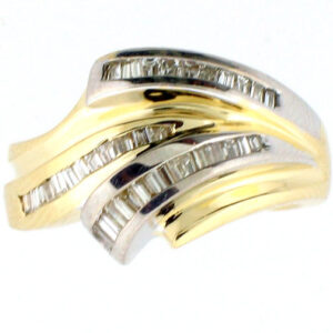14k Two Tone Diamond Baguettes Chanel Set Band