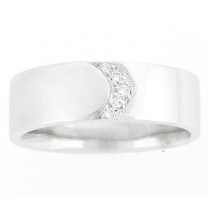 14K White Gold Men's Round Cut Diamonds Band