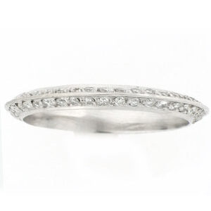 14K White Gold Round Cut Diamonds Pavee Setting eternity Wedding Band
