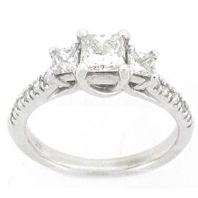 Platinum Princess Cut Diamonds center stone with2 marquis on the side+ princess Cut Diamonds on the shank engagement ring