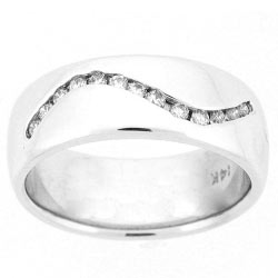 14k White Gold unisex Round Cut Diamonds Channel Set Band