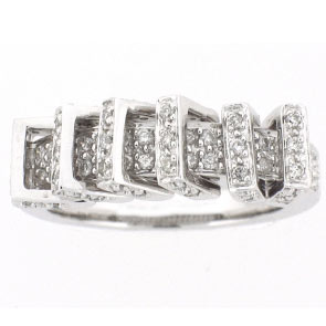 14 K White Gold Round Cut Pavè set Diamonds Band