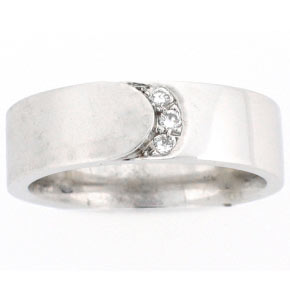 14 K White Gold Men's Round Cut Diamonds Pavè Set Wedding Band