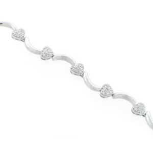 18k White Gold Round Cut Cluster Diamonds Bracelet