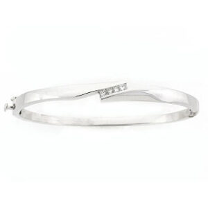 14K White Gold Princess Cut Diamonds Chanel Set Bangle Braclelet