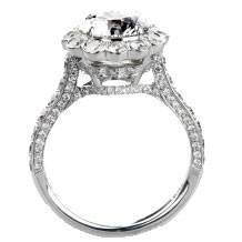 18k White Gold Round Cut Diamond Center Stone Diamond Halo Diamond Enagagment Ring-Size 8