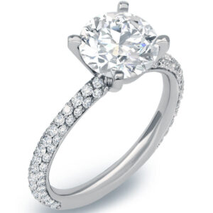 14k White Gold Round Cut Diamond Center Stone Round Cut Diamonds Engagement Ring