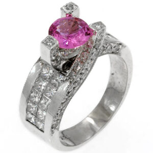 14k Gold Ring Round Cut Sapphire Center Stone Classic Tension