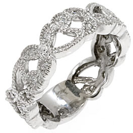 14K White Gold Round Diamonds Anniversary Band