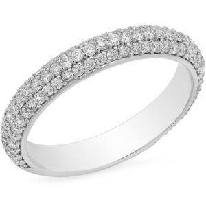 14k White Gold Round Cluster Diamonds Band