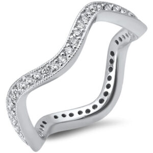 14K White Gold Round Shape Curved Band